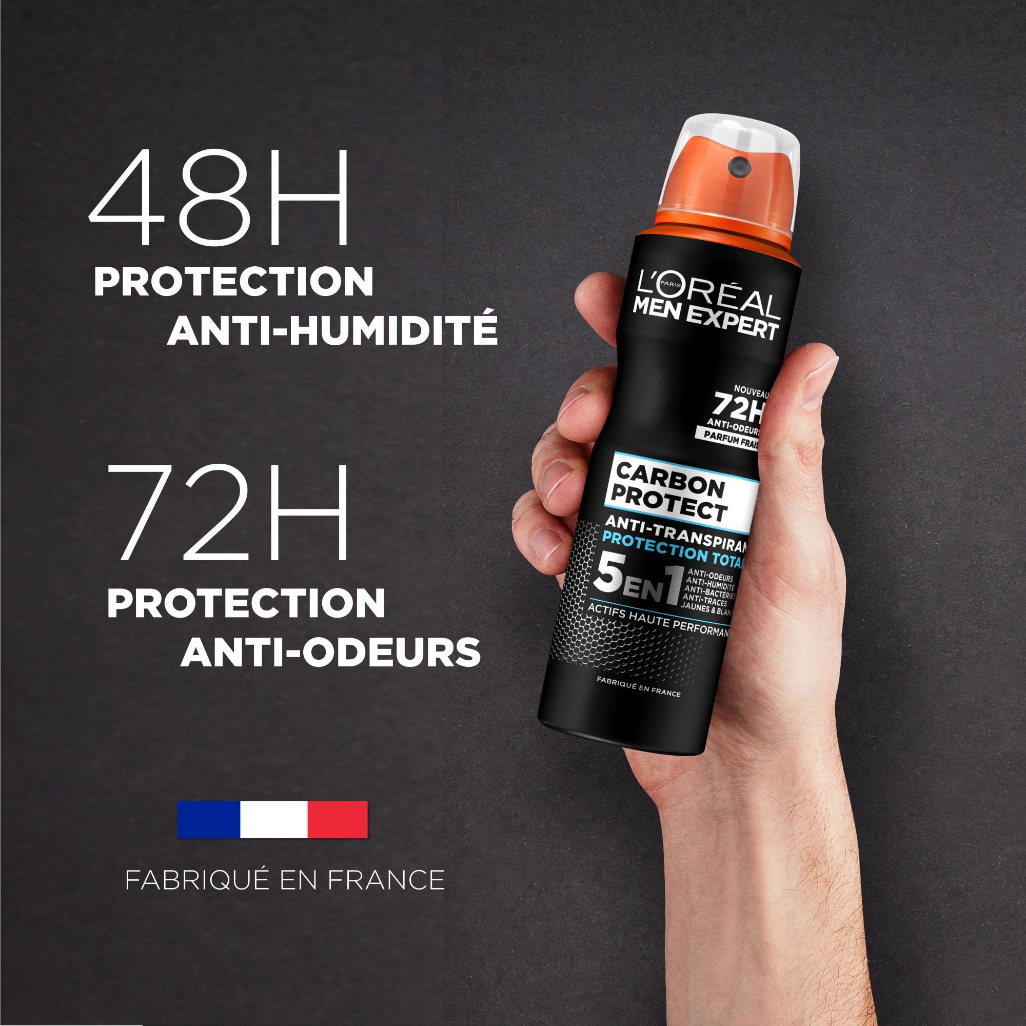 L’Oréal Paris Men Expert Carbon Protect Déodorant Spray 5en1-150ml - Lot de 6