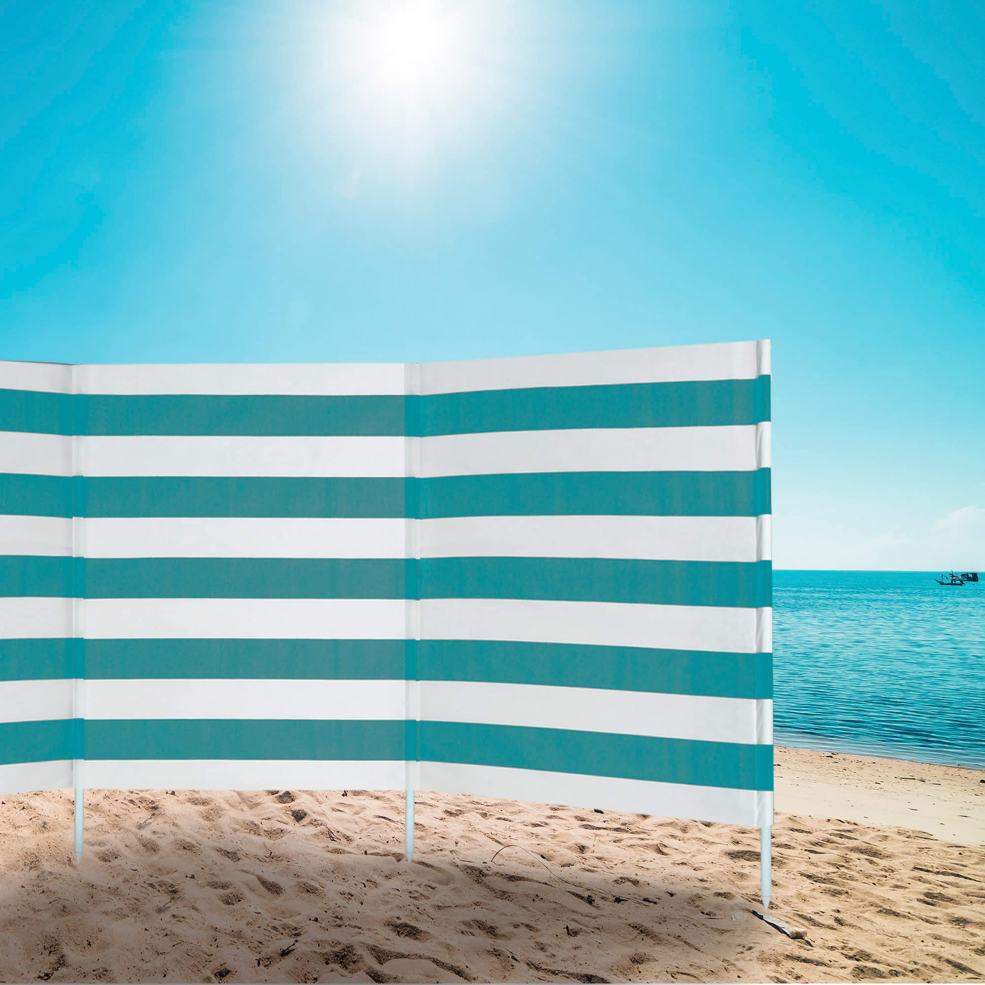 AKTIVE 62135 - Polyester-Windschutz 480 x 82 cm mit Stahlstange, Einzeln