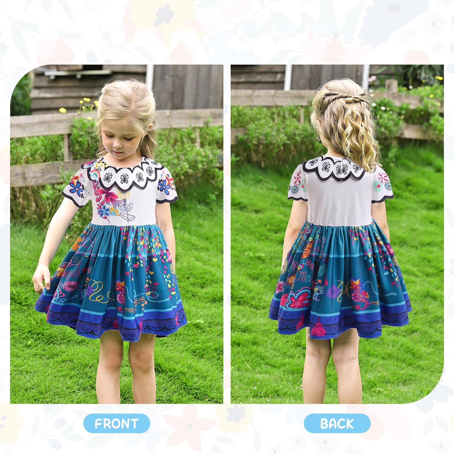 COTRIO Girls Princess Costume with Bag Kids Halloween Dress Up Toddlers Birthday Outfits Party Dresses Role Play Clothes - Image 3