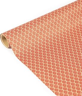 Clairefontaine - Ref 223825C - Kraft Tiny Rolls Wrapping Paper (Single Roll) - 35cm Width x 5m Length, 70gsm Recycled Kraft Paper - Red Flowers Design