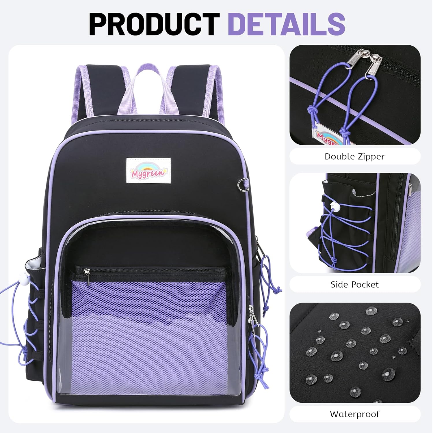 mygreen Cute DIY Kids Backpack - Personalize with Ornaments! Large Capacity, Waterproof, Lightweight for School & Travel (Fits 14" Laptop) - Primary School Bag Light Green