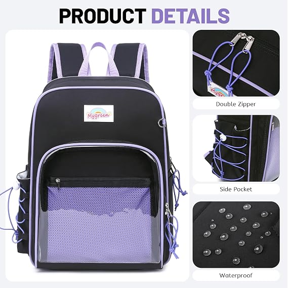 mygreen Kids Backpack for Girls - 15 Inch Ita Backpack for Kids 3 to 8, School Bookbag for Preschool Kindergarten and Elementary 1st 2nd, Light Blue