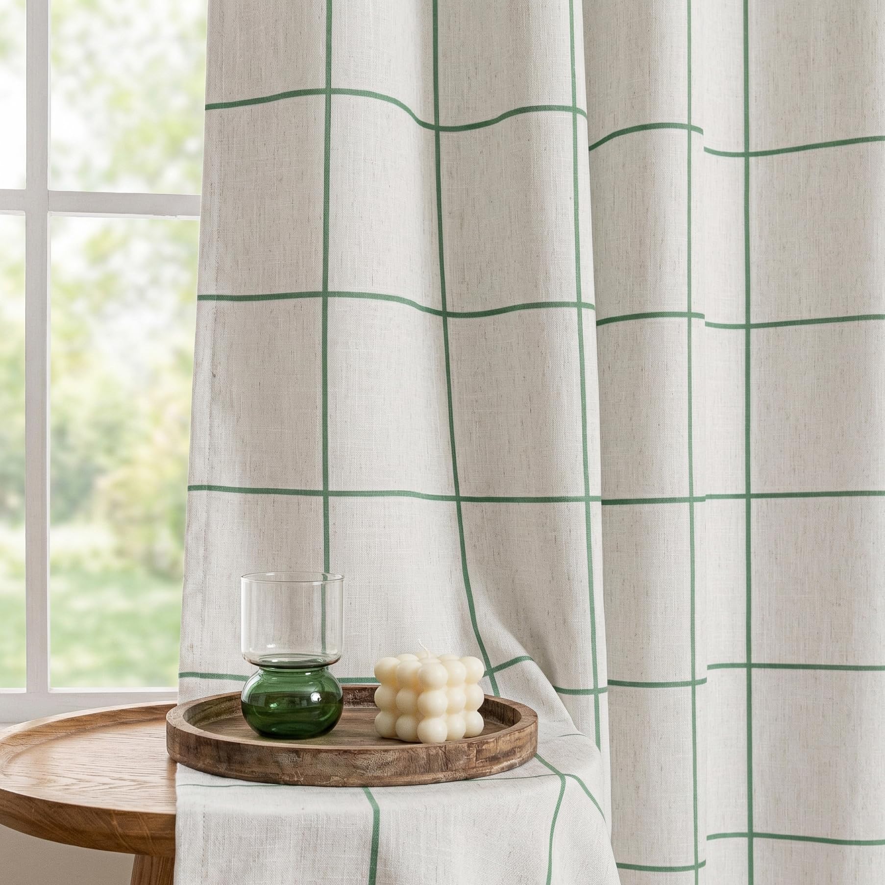 MYSKY HOME Green Plaid Blackout Curtains for Bedroom and Living Room