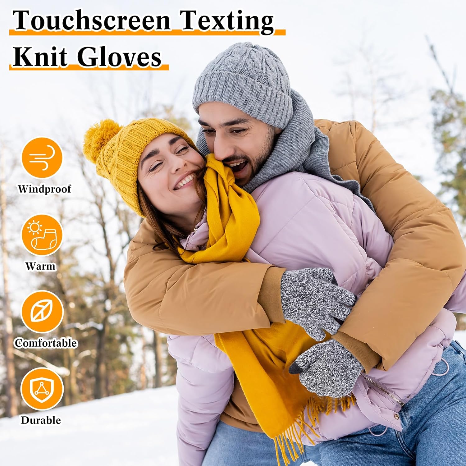 4 Pairs Winter Knit Gloves for Women Touchscreen Texting Warm Gloves Elastic Cuff Thick Thermal for Cold Weather - Image 5