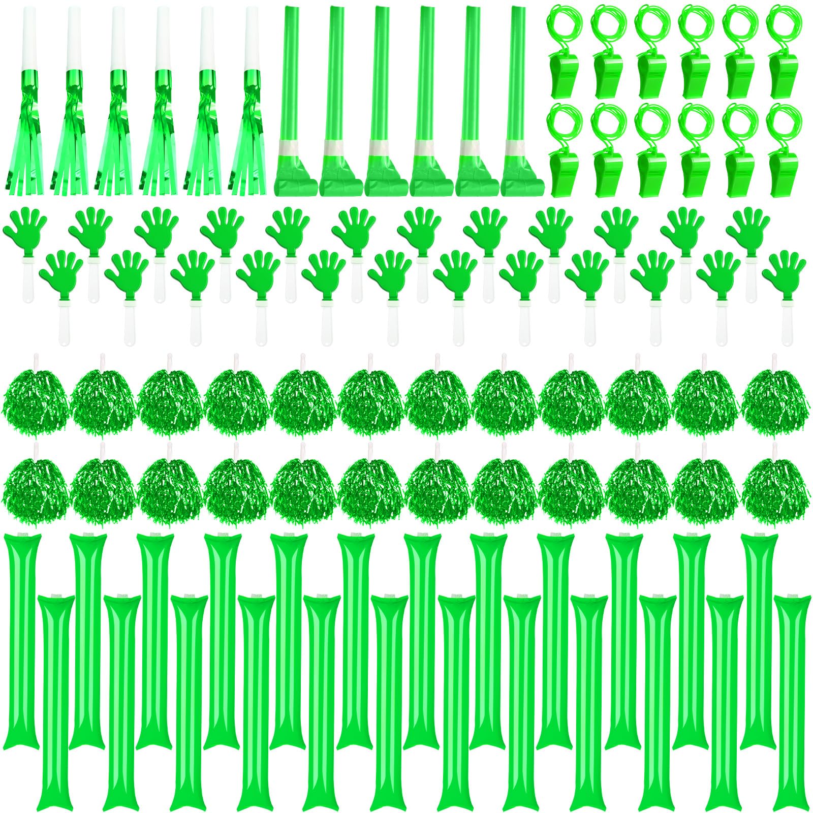 Yunsailing 96 Pcs Homecoming Noisemakers Team Spirit Accessories for Game Day Include Hand Clappers Cheerleading Pom Pom Thunder Stick Cheer Party