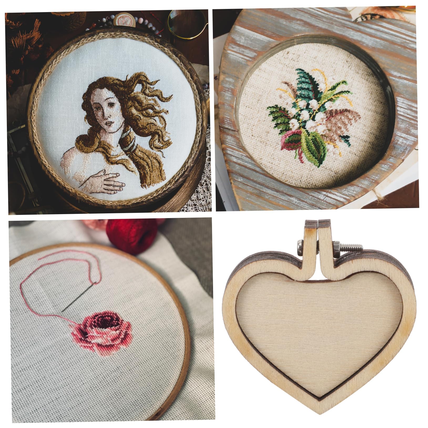 SHINEOFI 5 Series Mini Colgante Bordado Diminutos Marcos De Punto De Cruz Marcos De Punto De Cruz Para La Decoración Embroidery Portstiles Aro De Bordado Decorativo De Madera 10 Piezas X 5