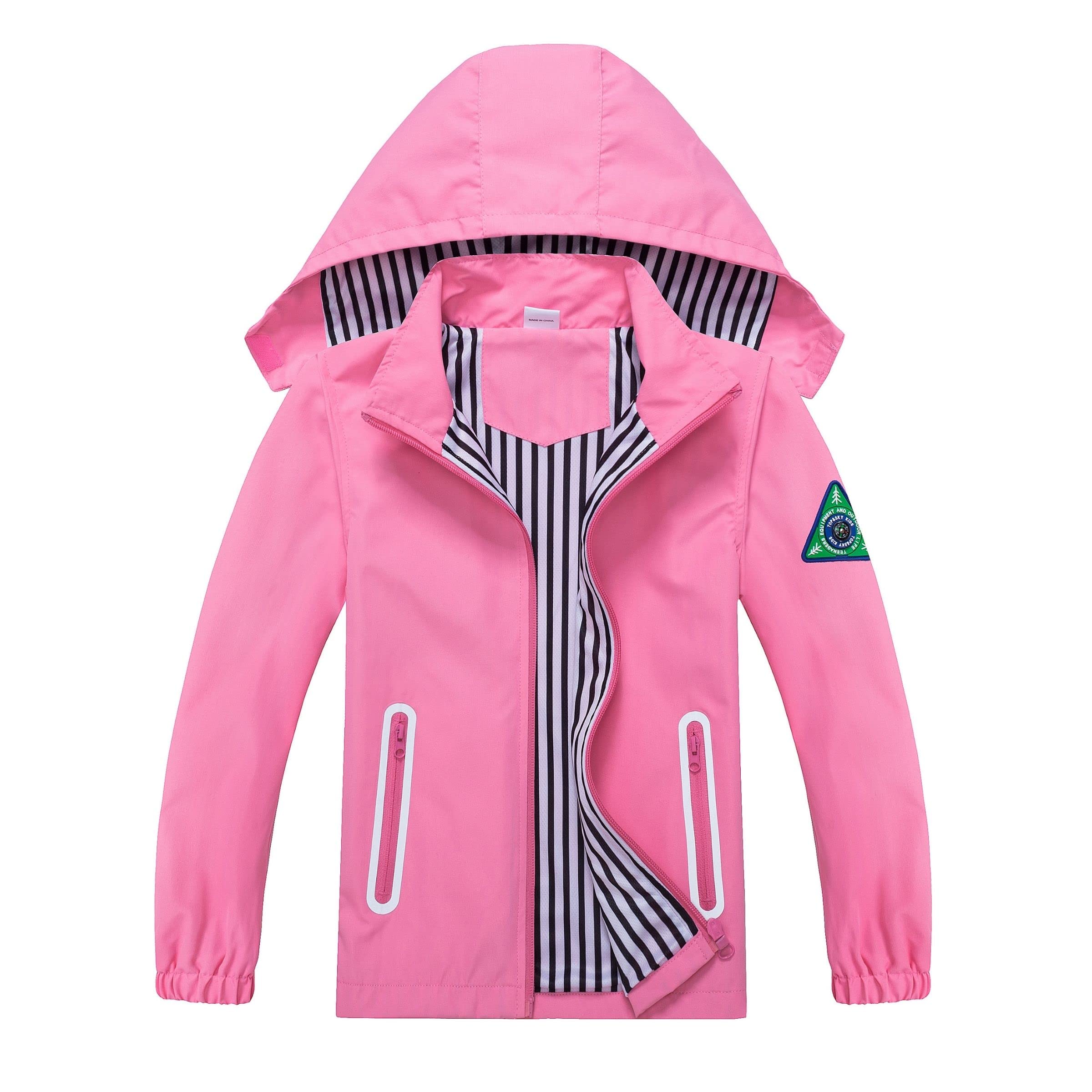 Waterproof Hooded Jacket for Boys Girls,Kids Raincoats Outdoor Windbreaker Dinosaur Rain Jacket