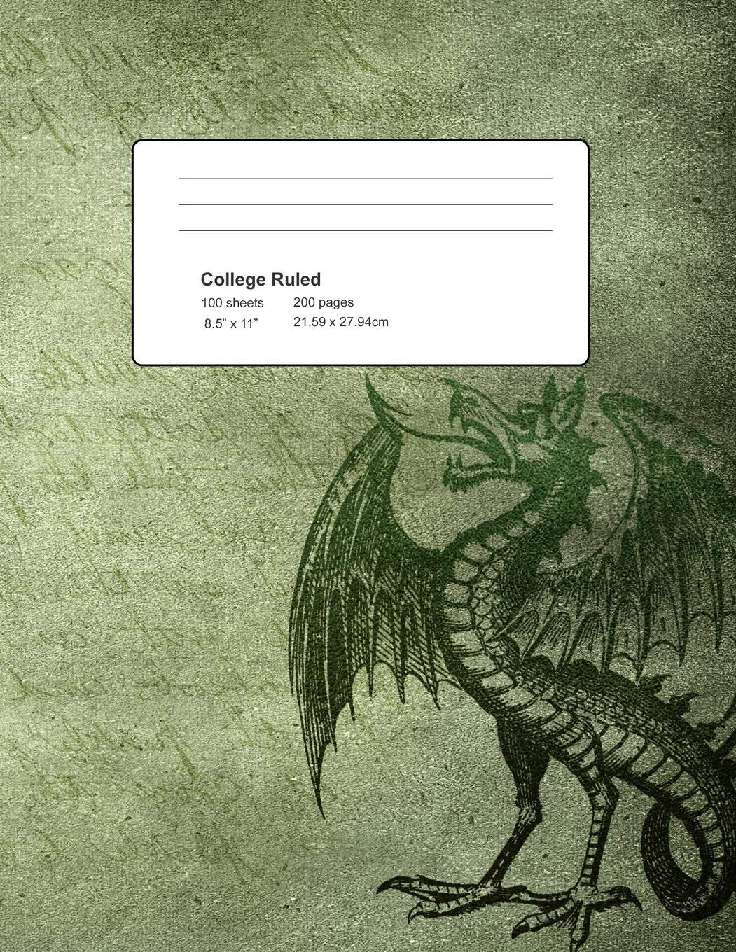 Medieval Dragon Manuscript Notebook: College Rule 100 Sheets 200 Pages