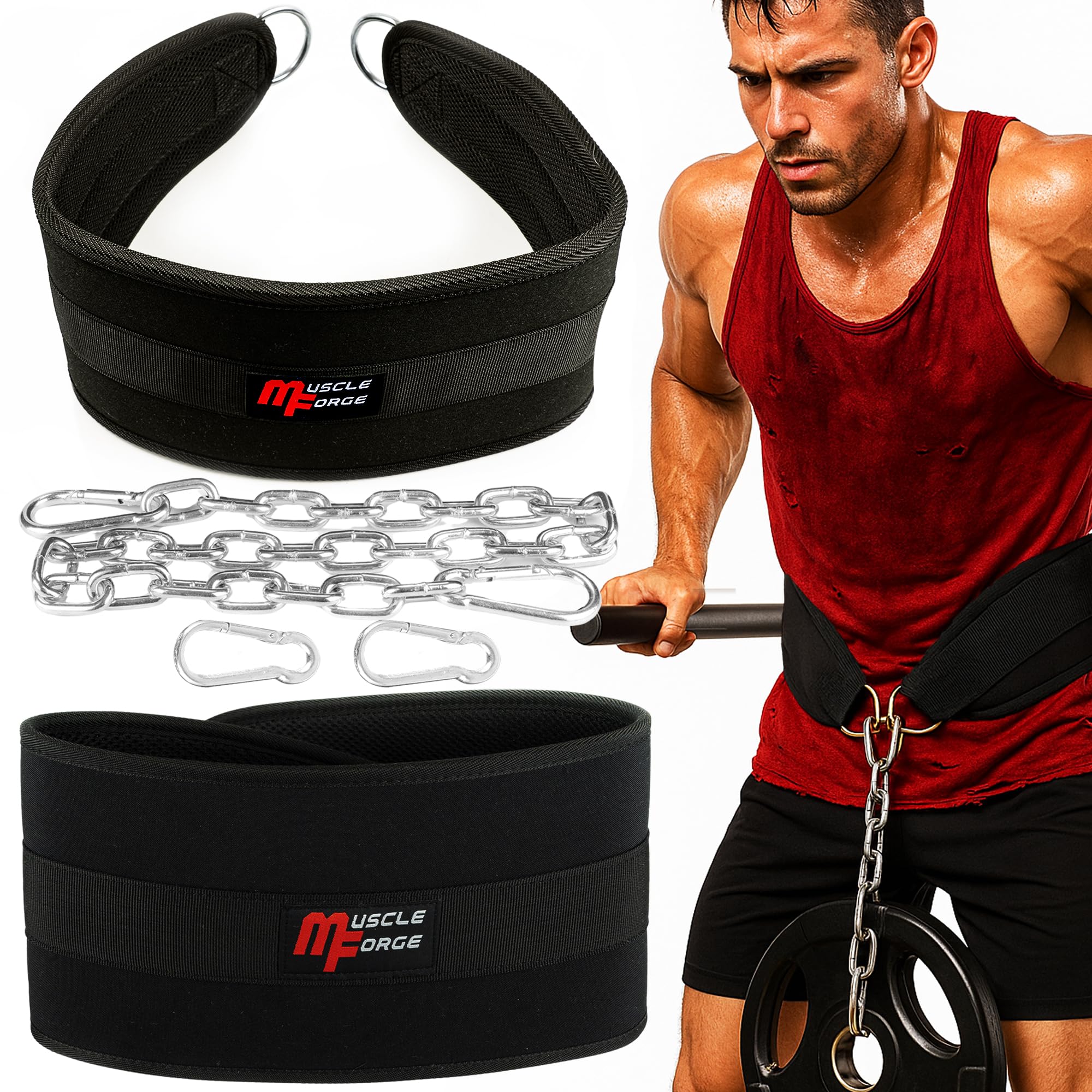 MuscleForge Dip Belt, Load Belt up to 240 kg with a Chain and