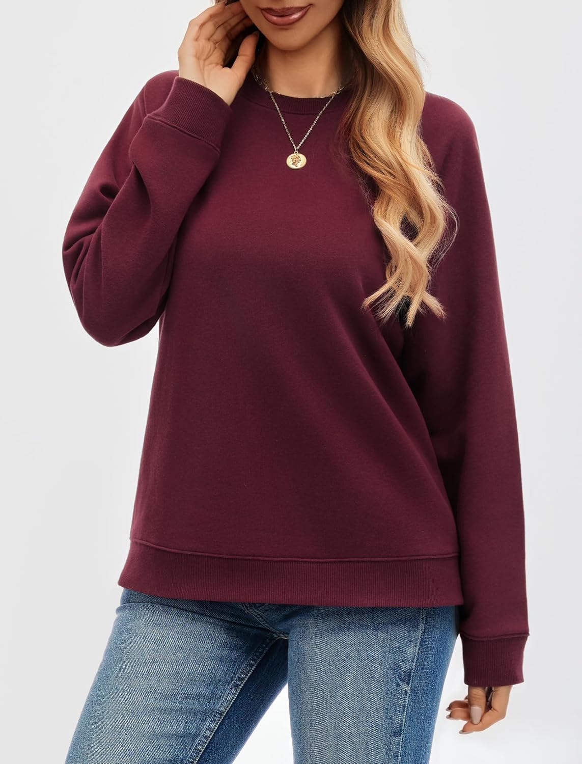 Oversized Sweatshirt for Women Fleece Lined Crewneck Pullover Sweatshirts Loose Fit Fall Long Sleeve Tops - Image 3