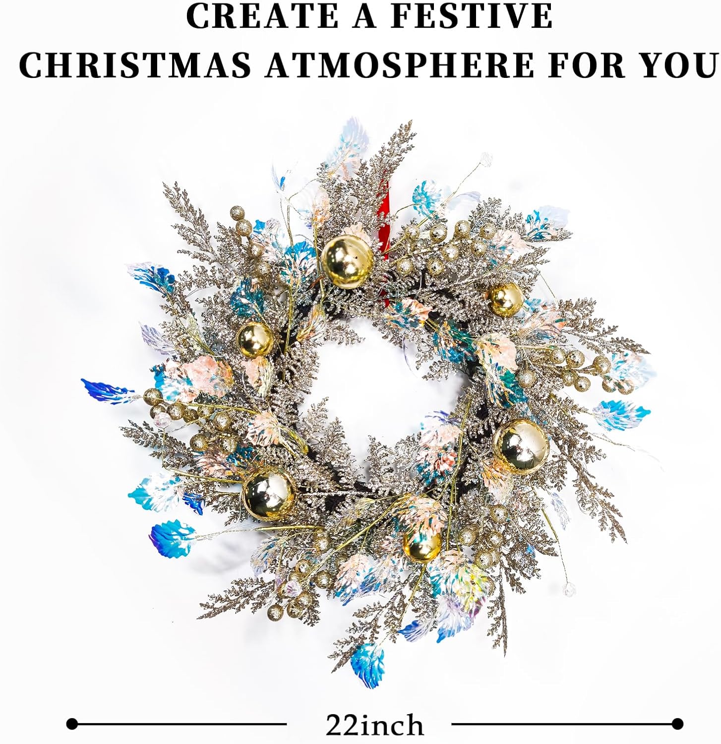 Christmas Wreath for Front Door 20" Artificial Silver Wreath Home Wall Decor Christmans Decor Outdoor Decor