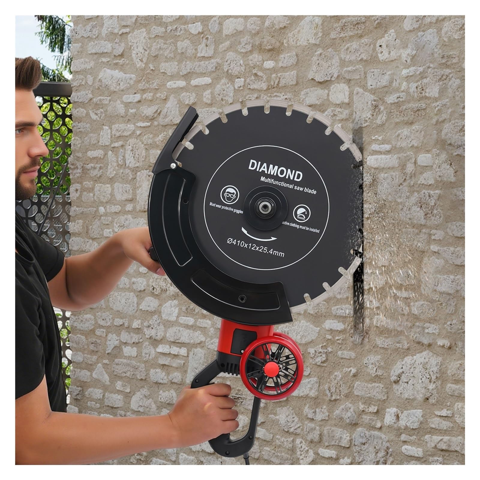 Sierra Eléctrica Circular For Hormigón De 16 Pulgadas Y 4000 W, For Cortar Ladrillos, Ranurar Acanalar Paredes. Incluye Hoja Polea Giratoria. 3000 RPM Corte Sin Esfuerzo Para Diversos Materi