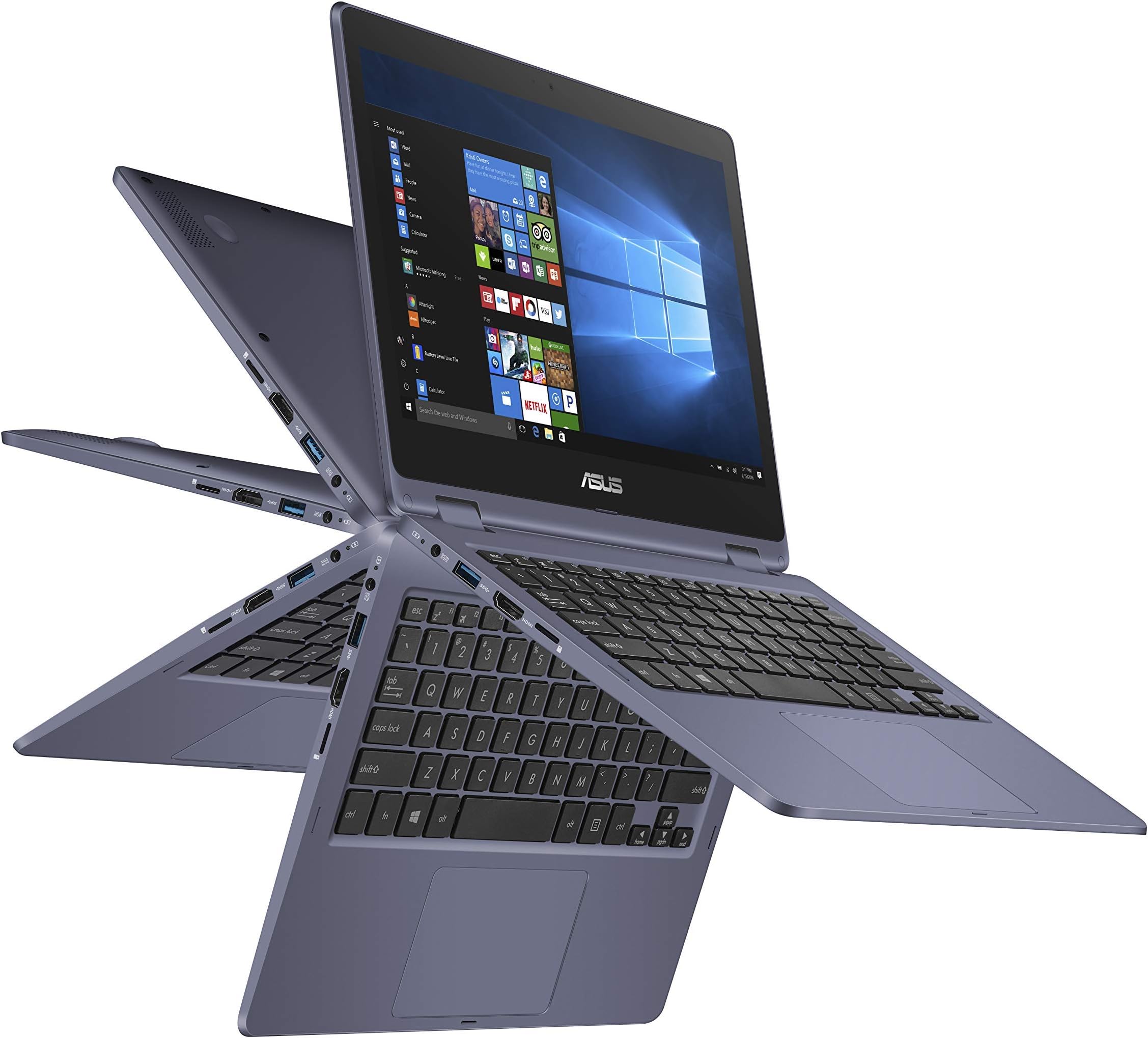 VivoBook Flip Thin And Light 2-in-1 Laptop - 11.6" HD Touchscreen, Intel Dual-Core Celeron N3350 Processor, 4GB RAM, 64GB eMMC Storage, Windows 10 in S Mode, Office 365 - J202NA-DH01T