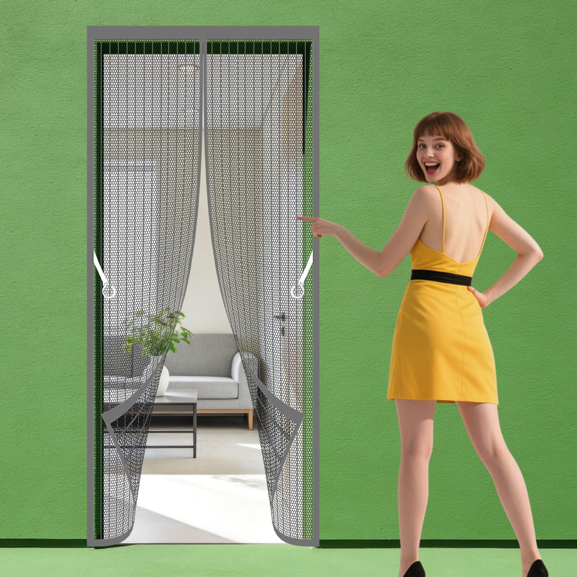 Taolitao Grey Magnetic Fly Screen Doors 110 X 210 Cm Auto Close Insect Curtain Fly Screens Doors Easy To Install Without Drilling Suitable For Patio Room Balcony Bedroom,