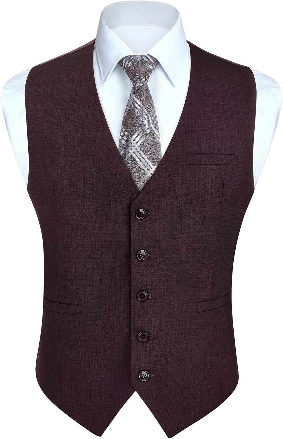 Bordeaux Heren vest | 100% Katoen | Doorlopende ritssluiting | Casual met opstaande kraag