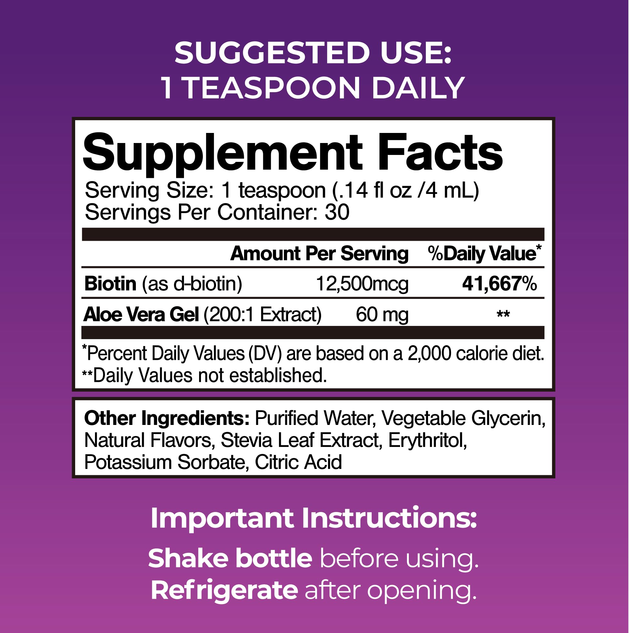 Maximum Strength Liquid Biotin Drops w/ 12,500 MCG – Best Vitamins for Fast Hair Growth, Reduced Hair Loss, Healthy Skin & Strong Nails -5X More Potent Than Pills– Max Absorption, Vegan– 4oz, 30 Serv — Amazon image 2