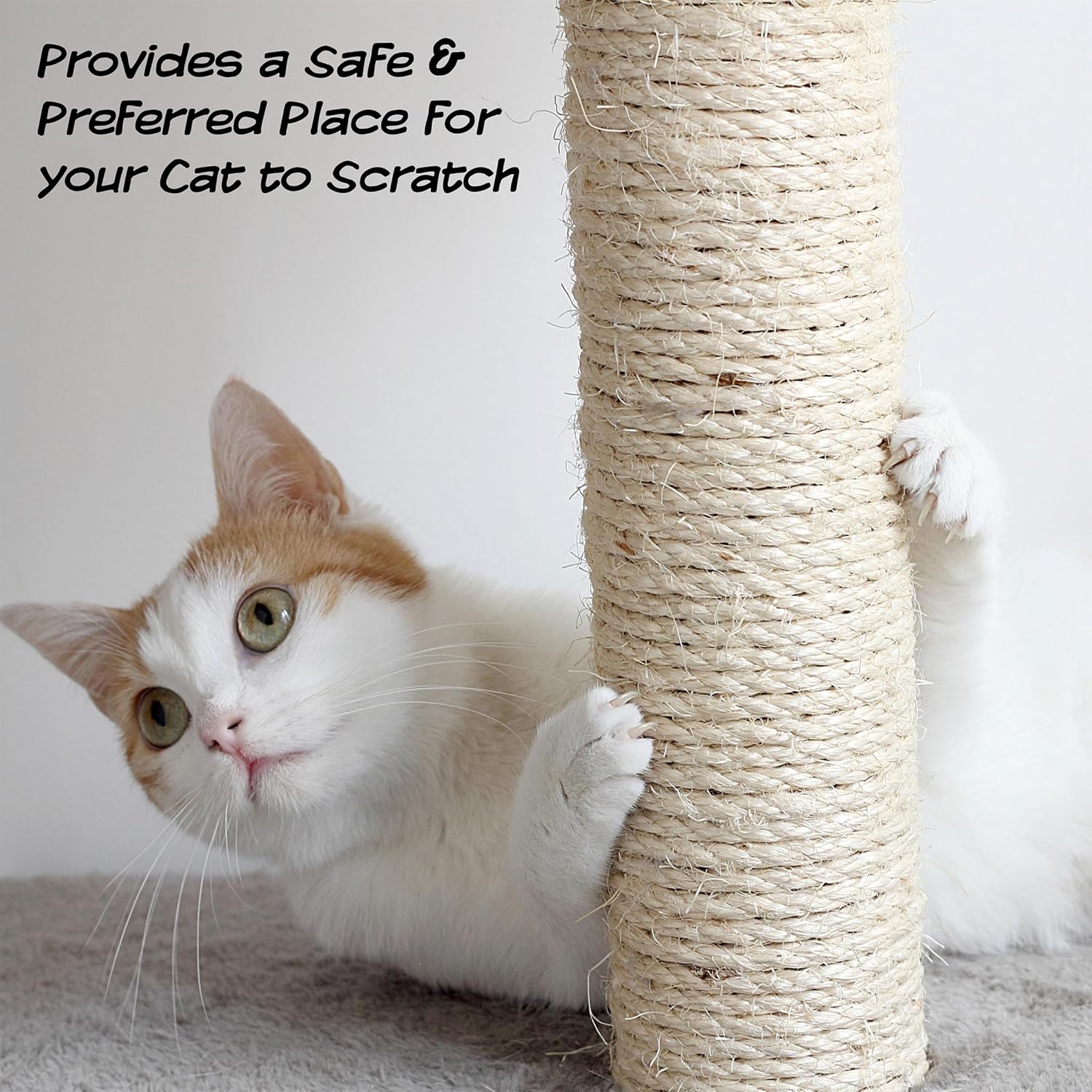 Cat Scratching Post - Interactive Play Area with Sisal Rope Scratcher and Hanging Toy for Indoor Cats - Scratch Tree for Pets by PETMAKER (Black/Gray)