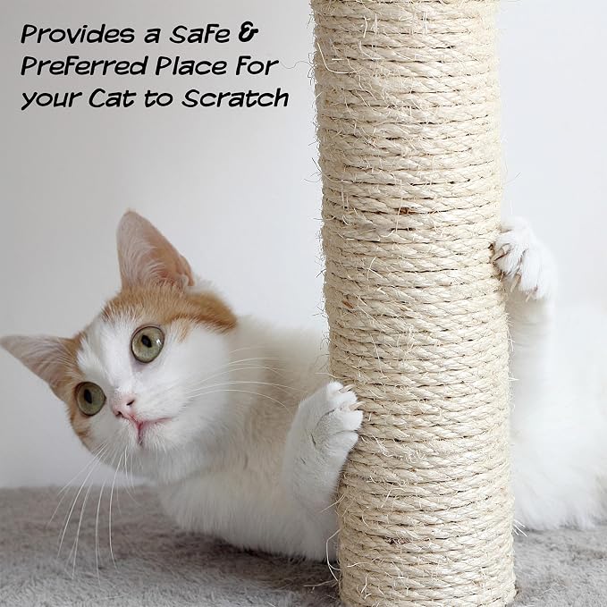 Rascador para gatos con juguete colgante y poste de sisal miniatura 5
