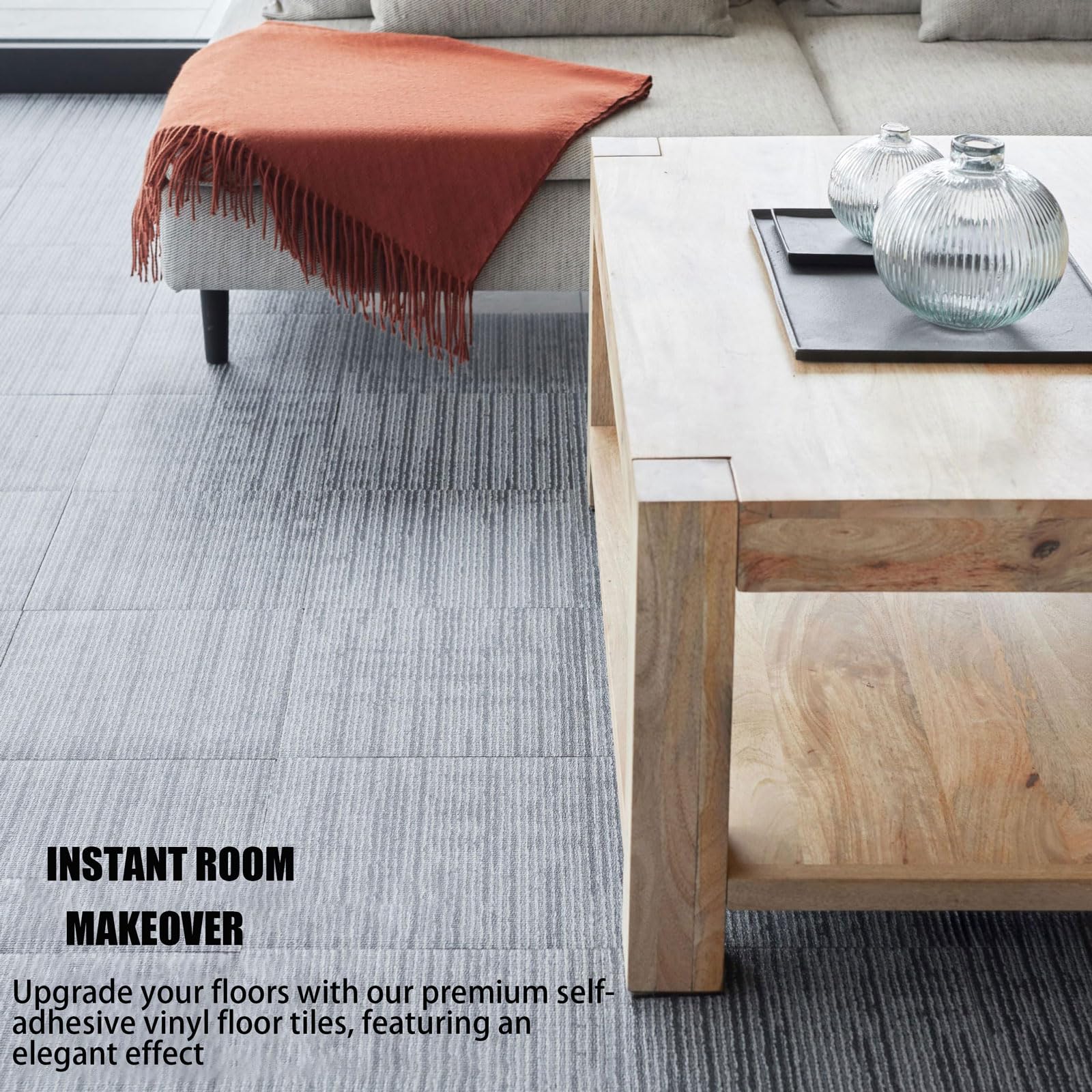 50 * 50cmTeppich Bodenbelag,Teppichfliesen Selbstklebend,Selbstliegend,Einfach Zuschneidbar,Bitumen Rücken,rückstandsfrei entfernbar,für Wohnung,Büro,Gewerbe-5Stück