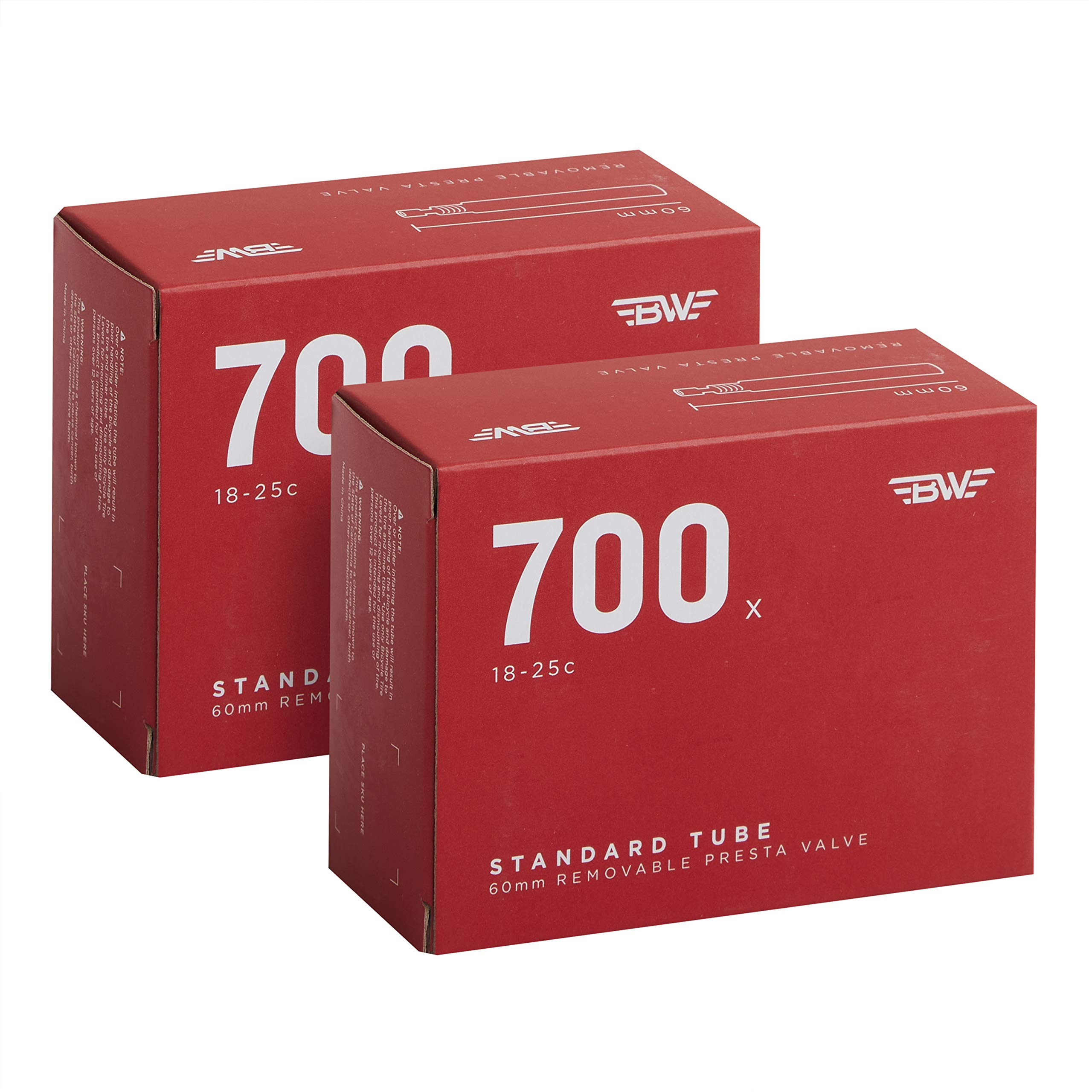 BW USA Bicycle Inner Tube – 700 x 18-25C - 60mm Presta Valve - 2 Pack