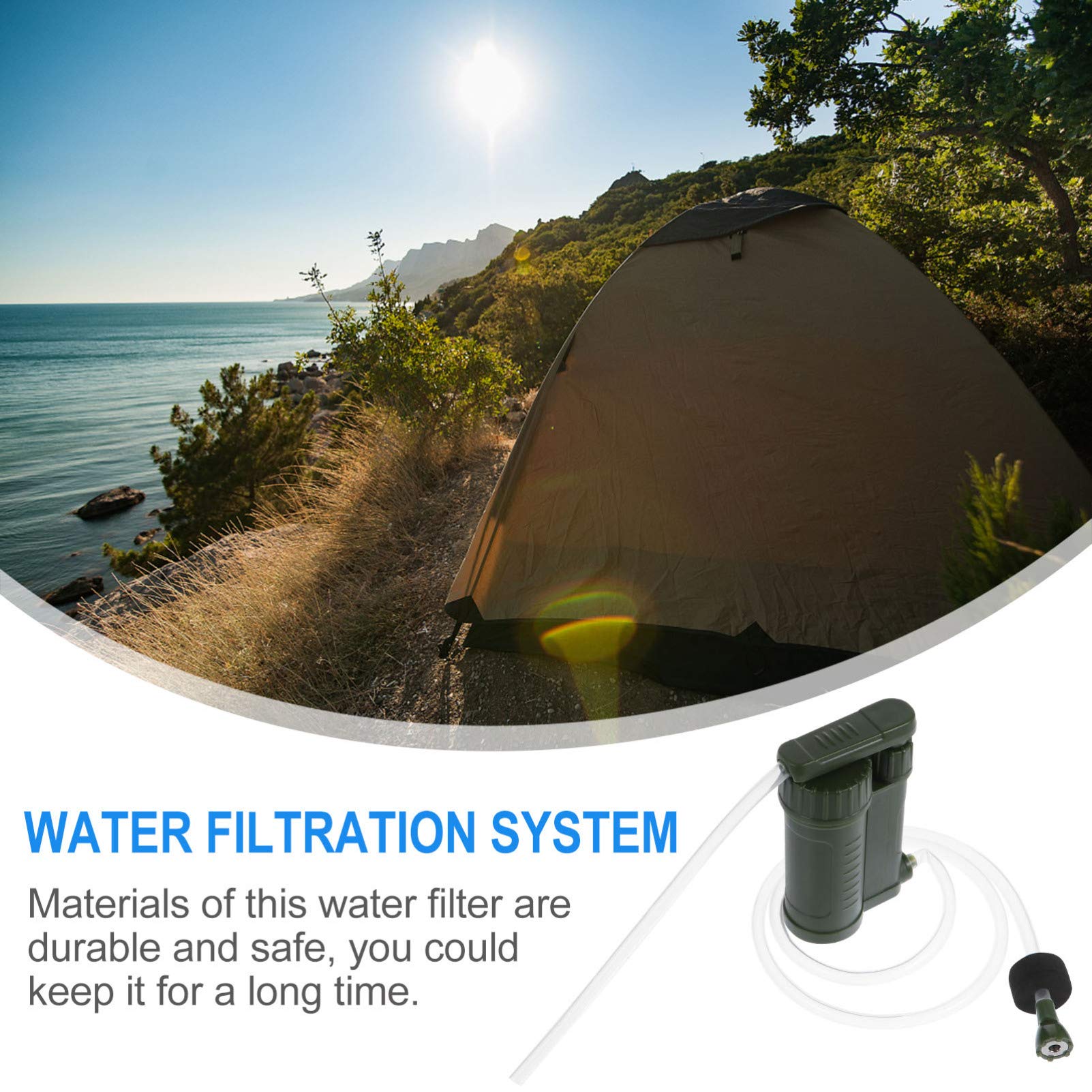 Garneck Survival Water Straw Filter Hiking Water Purifier Pump Camping Compact Outdoor Adventure