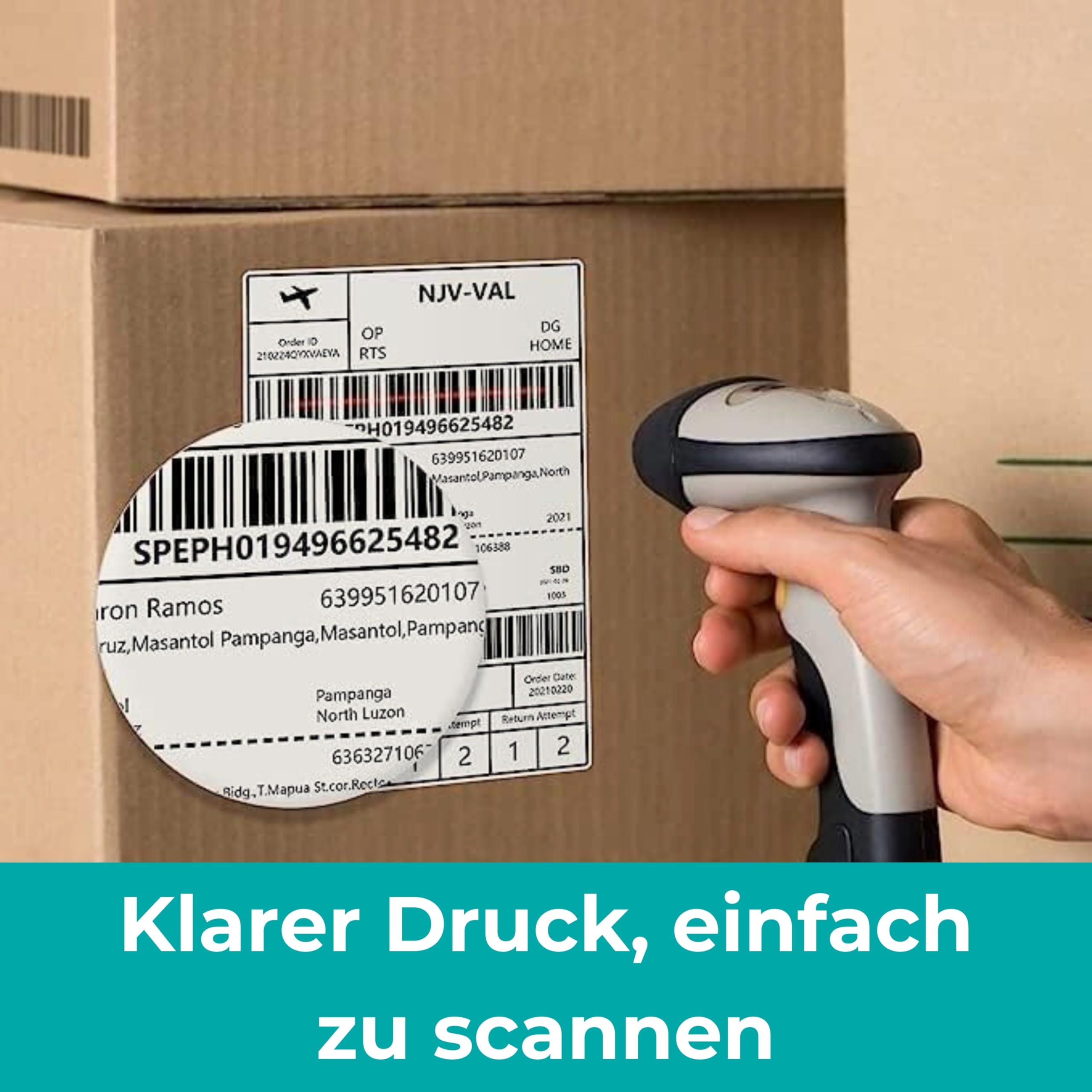 Double Dragon DK-22251 Endlosetikettenrolle, 62mm(B) x 15,24m(L) | Rot- und Schwarzdruck auf Weiß | Kompatibel mit Brother P-Touch QL-800, QL-810W, QL-820NWB | Inklusive Halter