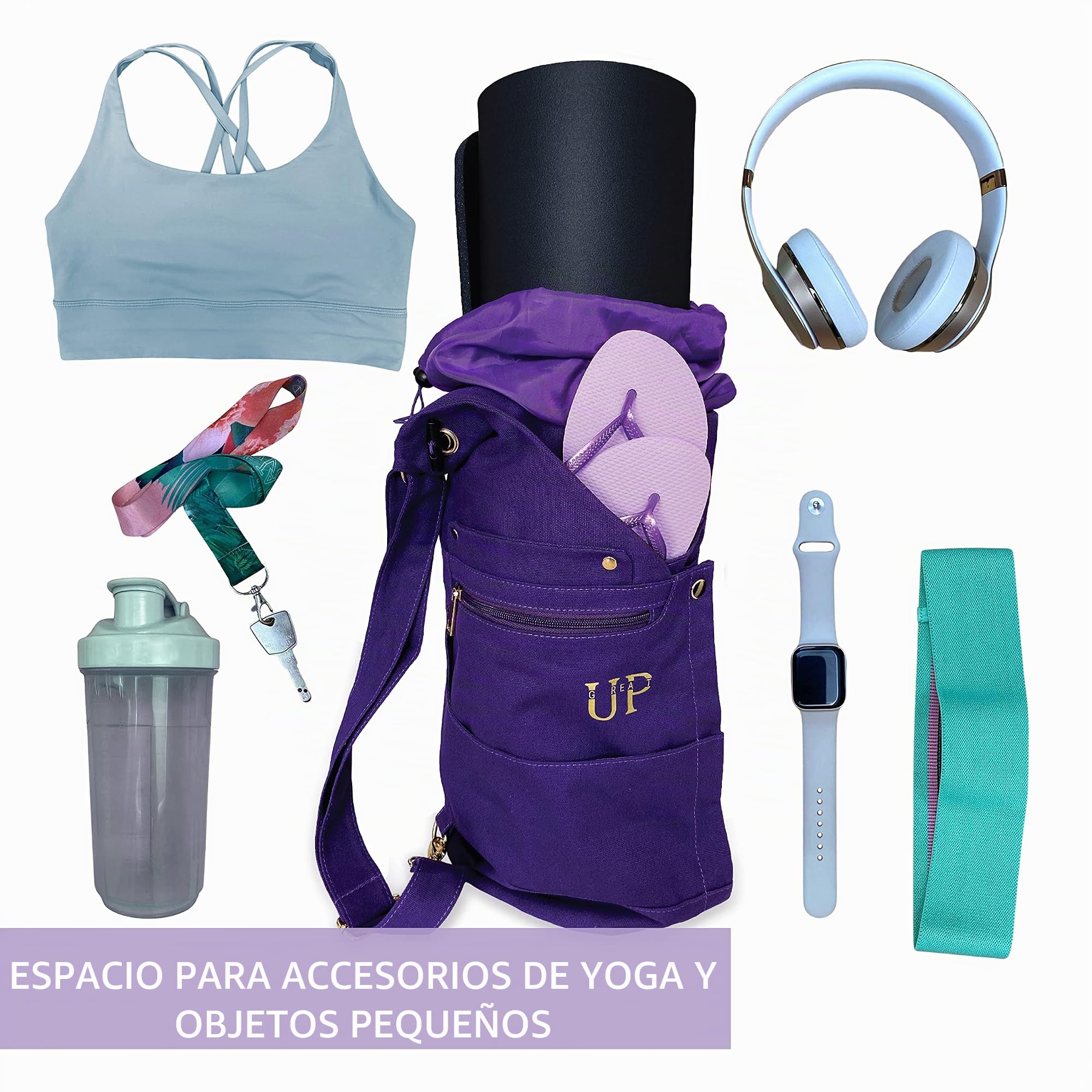 UP GREAT Mochila de yoga, bolsa de yoga grande XXL para esterilla y accesorios de yoga, bolsa de algodón de lona para esterilla de yoga, regalo de cumpleaños
