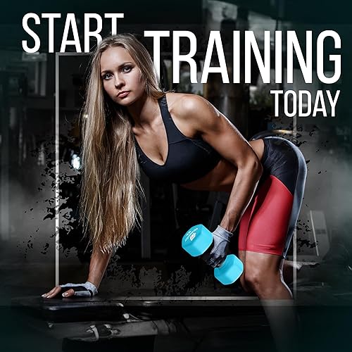 Miniatura 7 de Fitness Alley Juego de 5 pares de mancuernas de neopreno con revestimiento antideslizante  Juego de pesas hexagonales  Par de pesas de neopreno