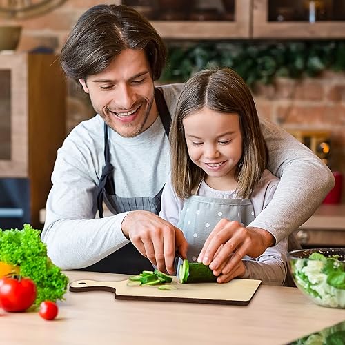 Miniatura 5 de 8 piezas de mini tablas de cortar de madera con mango de 9.45 x 3.54 pulgadas de grosor para cortar madera pequeña remo charcutería bloque de