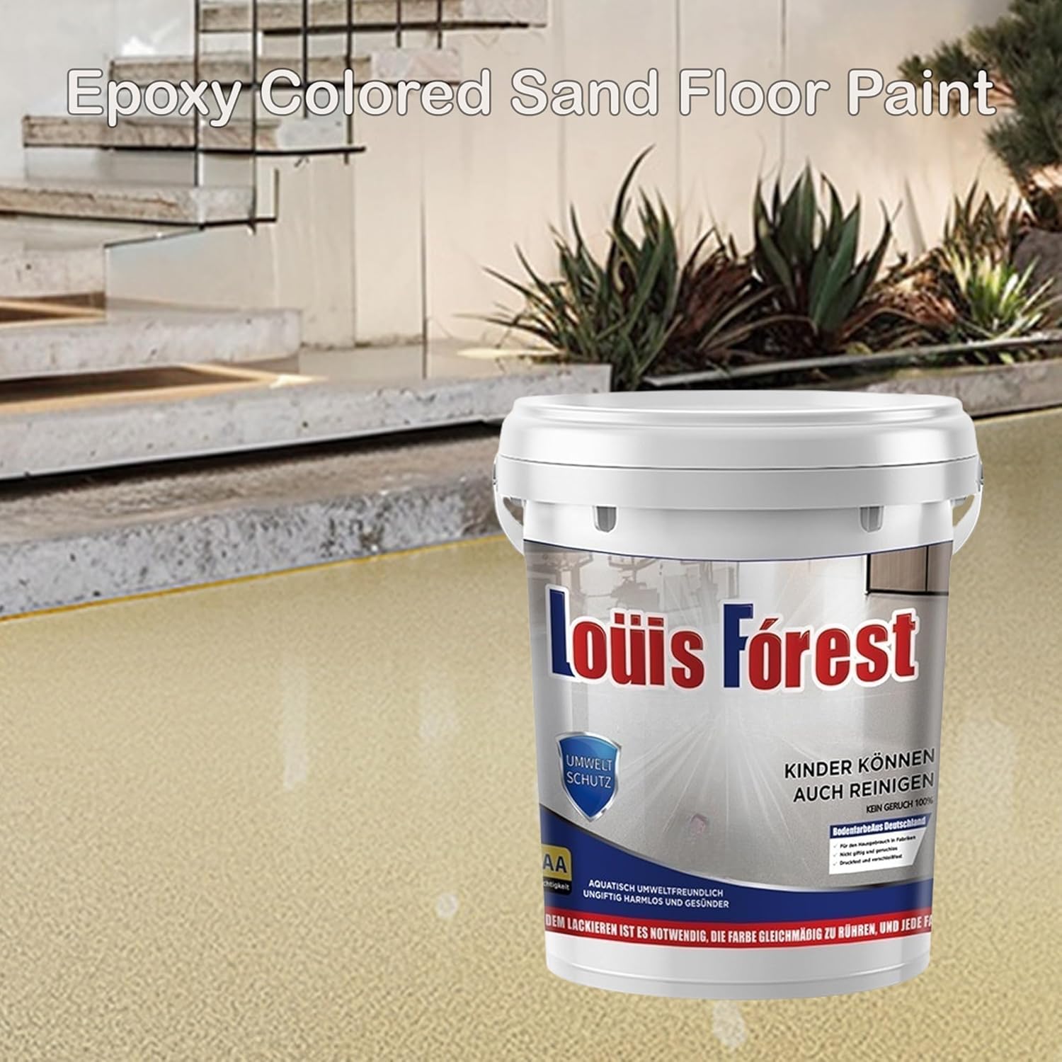 Epoxy Floor Paint, Epoxy Colored Sand Floor Paint, Textured Surface Provides Moisture Resistance & Enhanced Grip, Ideal for Kitchens Garages Indoors Outdoors (70oz/2kg,Blue)
