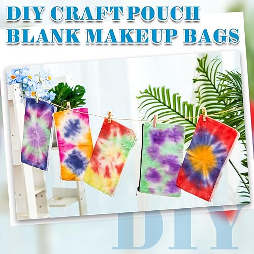 Miniatura 5 de Silkfly 30 bolsas de maquillaje de algodón para teñido anudado, artículos para teñido anudado, bolsa de cosméticos de algodón en blanco, bolsas