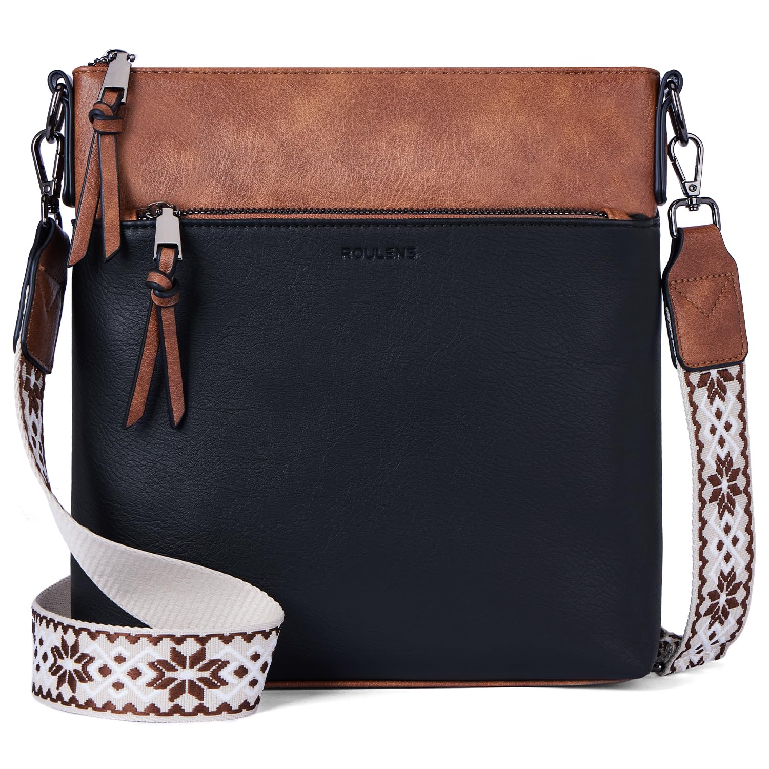 Roulens Mittel Damen Umhängetaschen, Leicht Damen Schultertasche aus Veganes Leder, Crossbody Bags für Frauen mit Verstellbar Abnehmbar Breiter Gurt