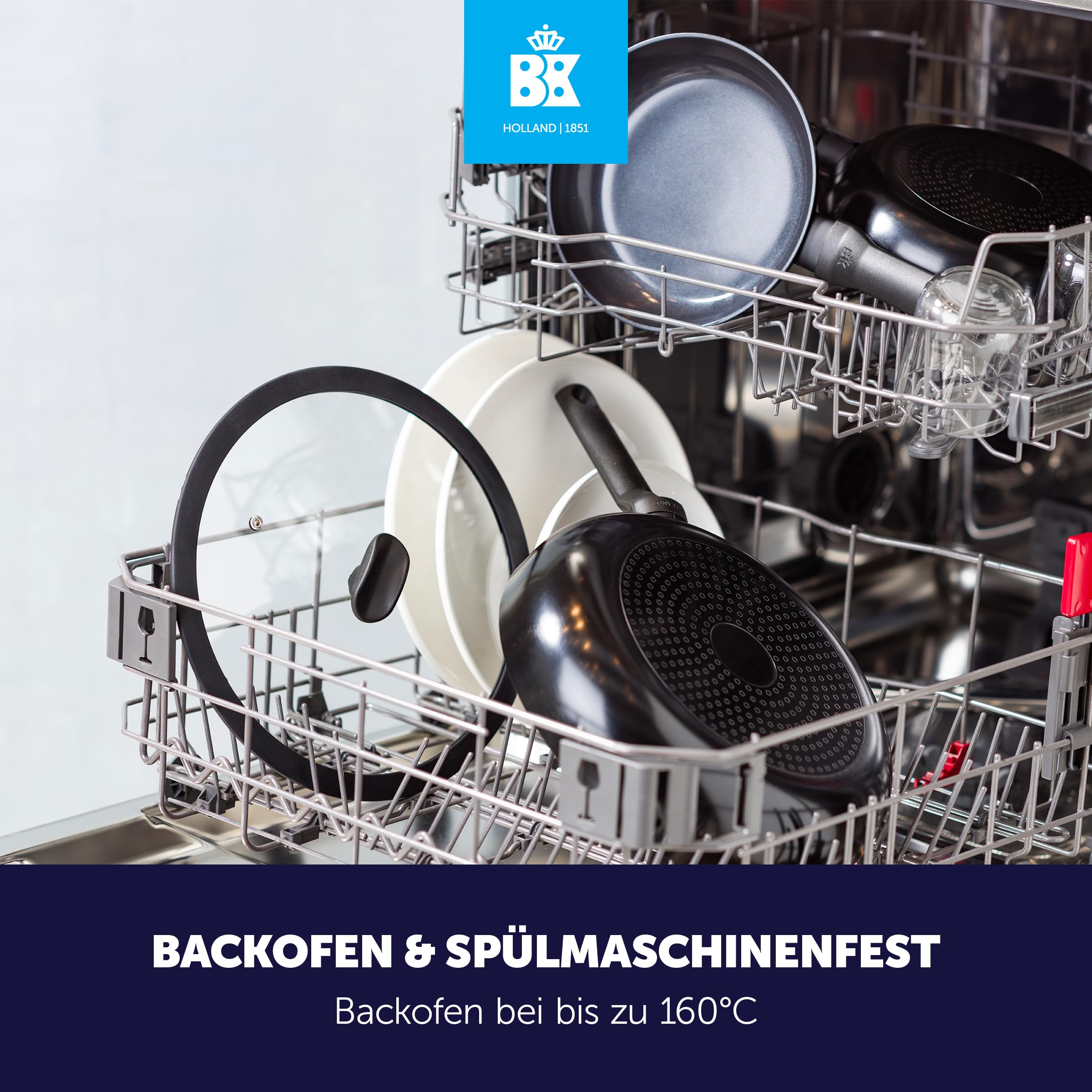 BK Enjoy - Juego de sartenes antiadherentes de cerámica, 2 piezas, diámetro 24/28 cm, sin PFAS, sartén de inducción, apta para horno hasta 160 °C, apto para lavavajillas, calentamiento rápido, asas de