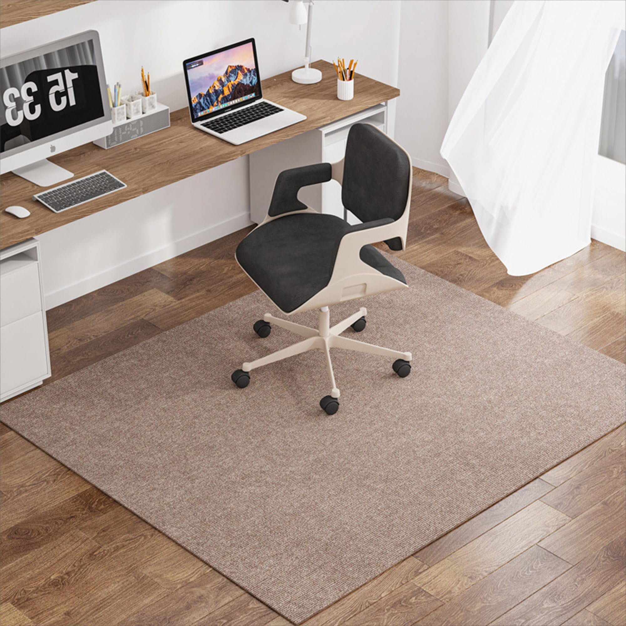 Rutschfeste Hartbodenschutzmatten für Bürostuhl, waschbar, Wohnzimmer, Teppiche, Bodenbelag, rechteckig, Gaming-Rollstuhl-Schutzmatten für Zuhause, Arbeitszimmer (160 x 120 cm, braun)