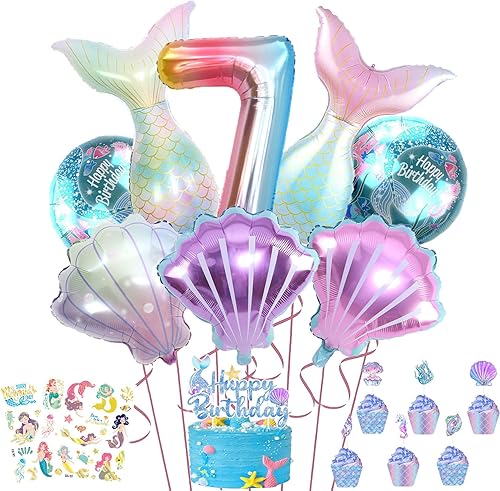 Decoración de cumpleaños de sirena, kit de globos de sirena, globo marino, globo de papel de aluminio, globos de cola de sirena para niñas, fiesta