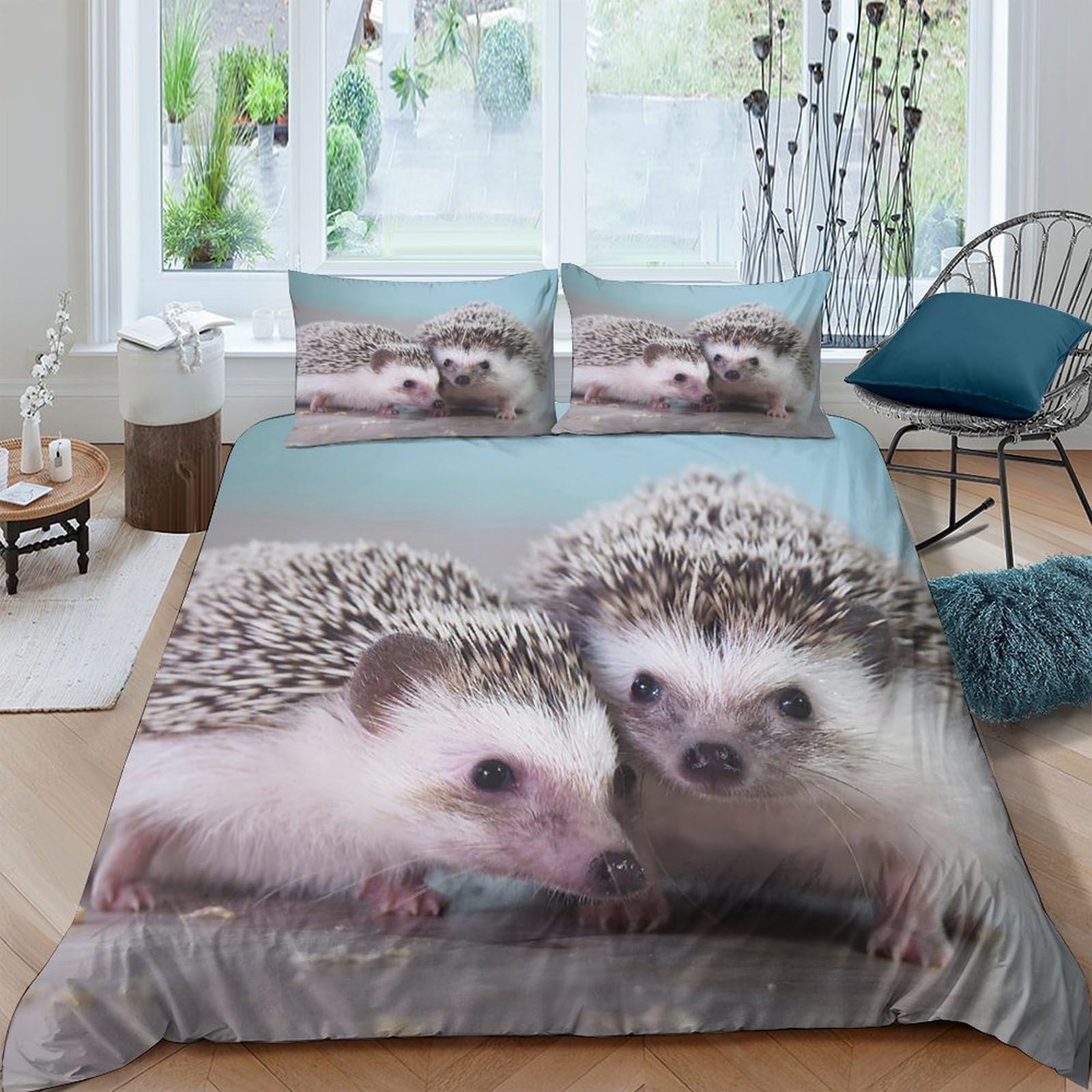 Linge de lit hérisson en impression 3D ultra-doux parure 140x200cm