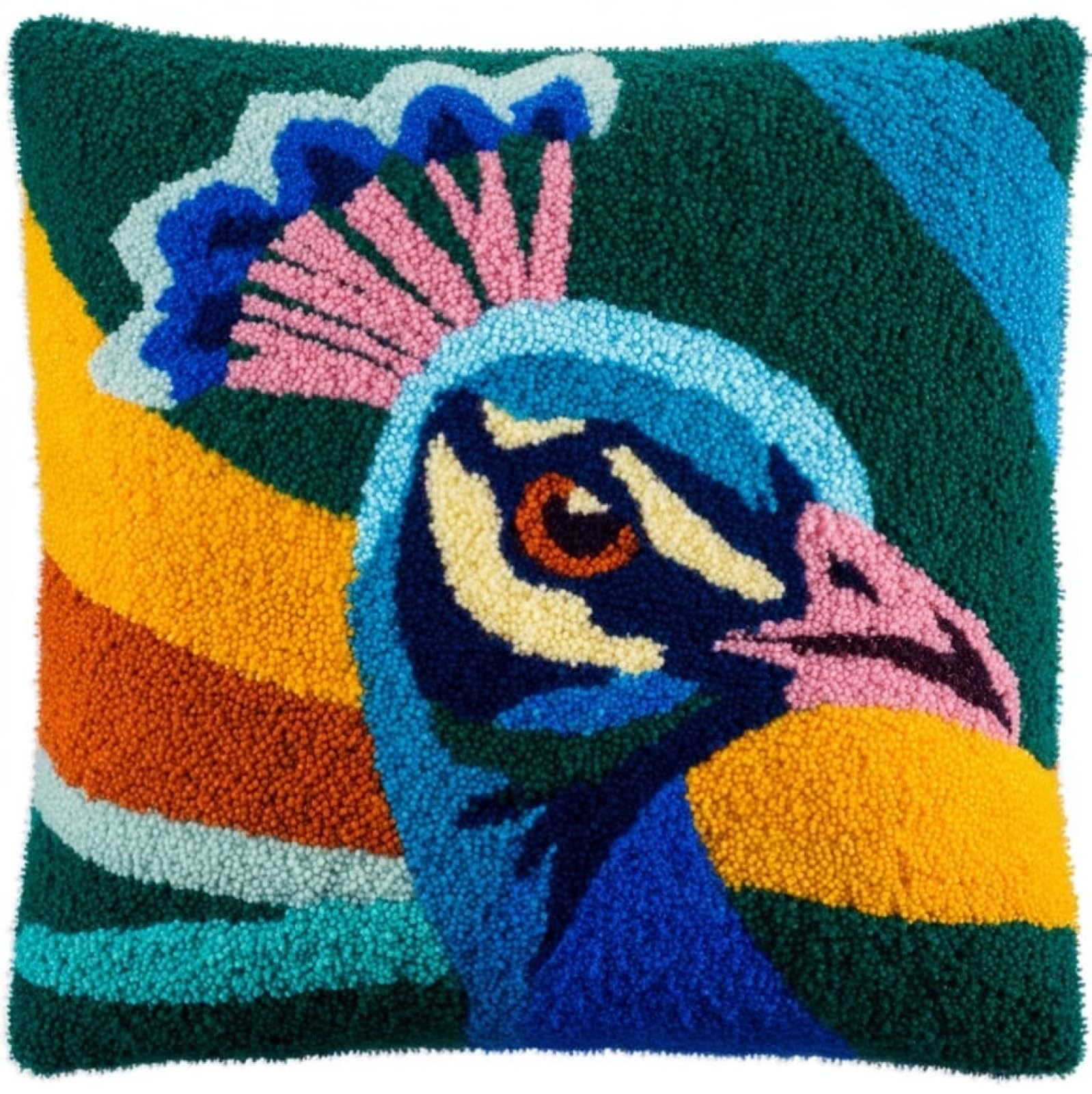 WallustrioaW Latch Hook Cushion Kits for Adults,Beautiful Peacock
