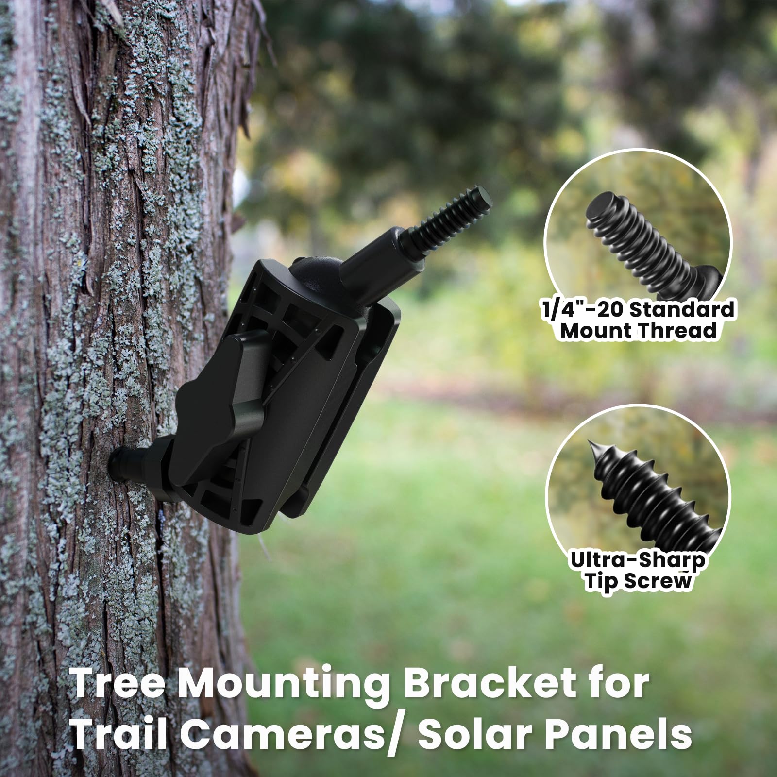 Soporte ajustable para árbol de cámara de sendero: soporte de montaje para cámara de caza y caza con doble rótula giratoria de 360°, 4 unidades