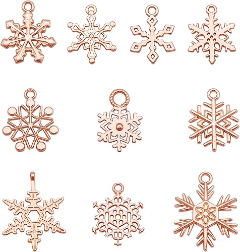 Miniatura 2 de Julie Wang Dijes de copo de nieve de oro rosa de 353oz para Navidad Año Nuevo joyería collar aretes pulsera llavero manualidades bricolaje búsqueda