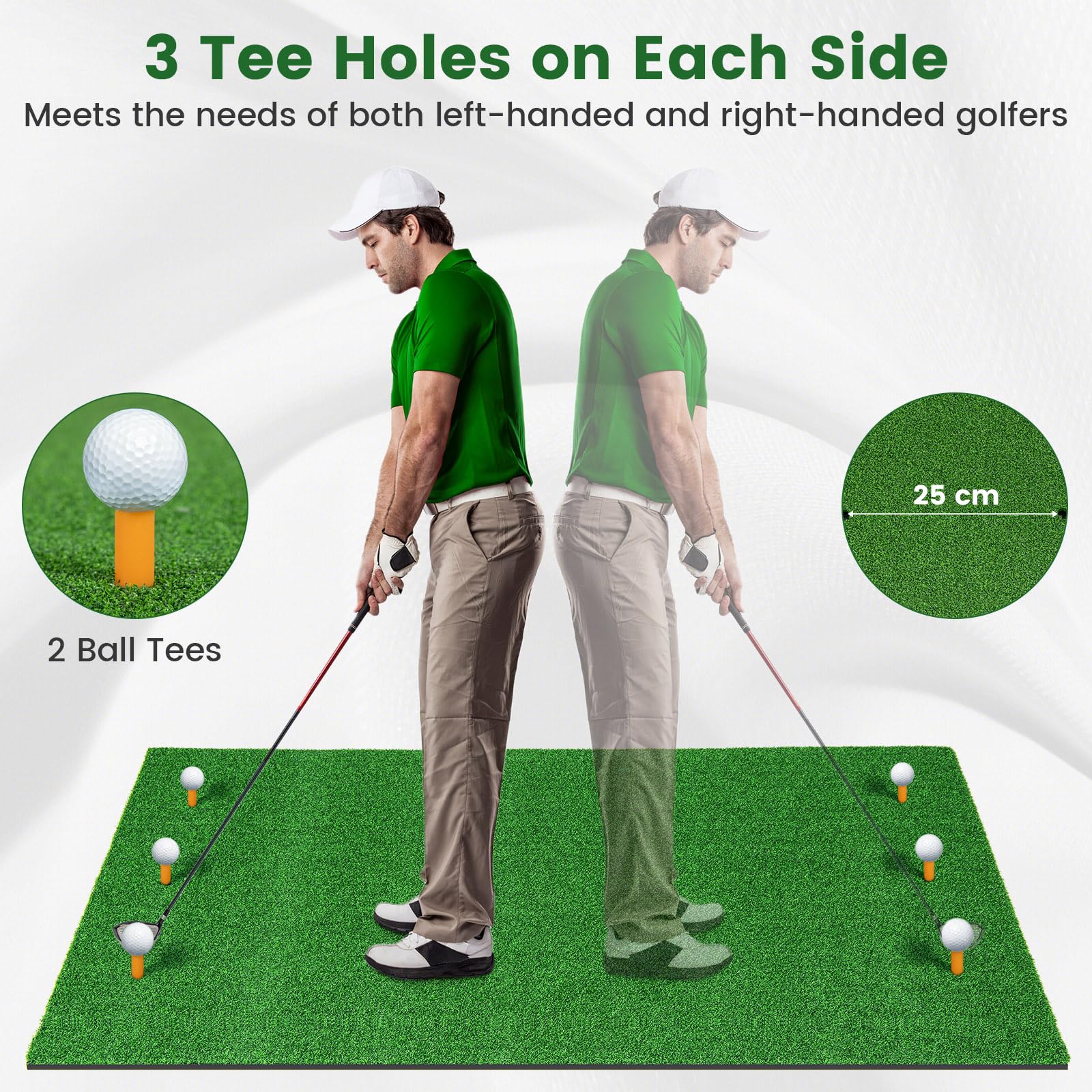 LIFEZEAL Tappetino da allenamento da golf con 2 tees, 6 fori e 2 bastoncini di allineamento, tappetino da colpo, da golf in EVA pieghevole e portatile, tappetino da esercizio per interni ed esterni