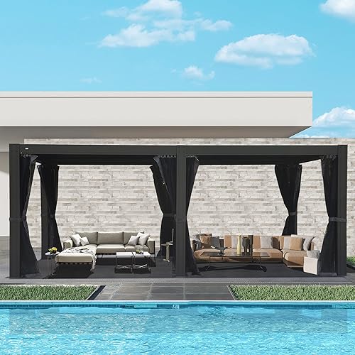 Miniatura 2 de Domi - Pergola con listones de 12 x 20 pies, pérgola de aluminio para exteriores, pérgola de patio con techo ajustable, pérgola de metal con