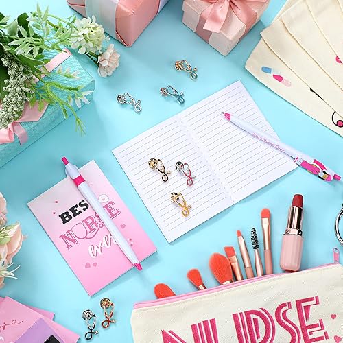 Miniatura 6 de Teling Juego de 48 piezas de regalo de Navidad para enfermeras, regalos de agradecimiento para enfermeras, 12 bolsas de cosméticos de maquillaje, 12