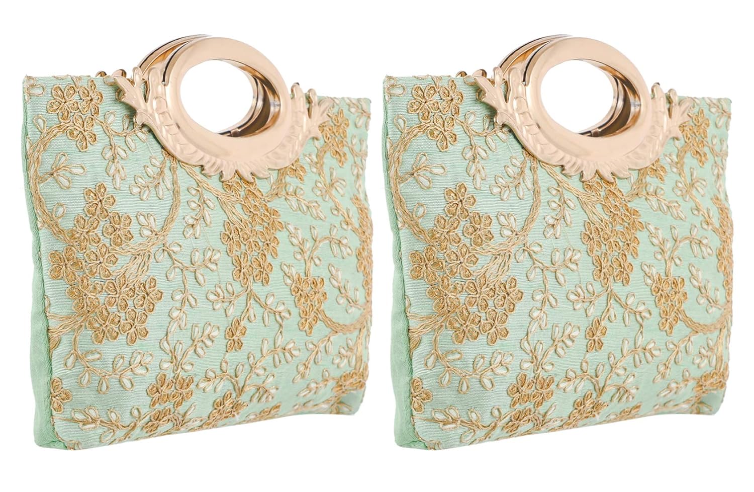 Kuber Industries Embroidered Silk 2 Pieces Clutch Ladies Handbag (Light Green) – CTKTC42112 Kuber Industries Embroidered Silk 2 Pieces Clutch Ladies Handbag (Light Green) – CTKTC42112