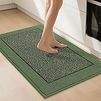 Vista 13 de BEQHAUSE Juego de 2 alfombras y tapetes de cocina antideslizantes para piso, absorbentes y resistentes a las manchas, alfombra de cocina lavable a