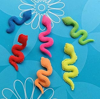 SSKR 30 Piece Snake Shape Rubber Jelly for Decoration with Free Jelly Beads | Standard Size Multi