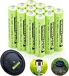 Henreepow AAA Batterie rechargeable, 1.2v Piles solaires Ni-MH, faible autodécharge, batterie préchargée triple A pour les feux de trajectoire solaire, lumières solaires extérieures (600mAh -12pack)