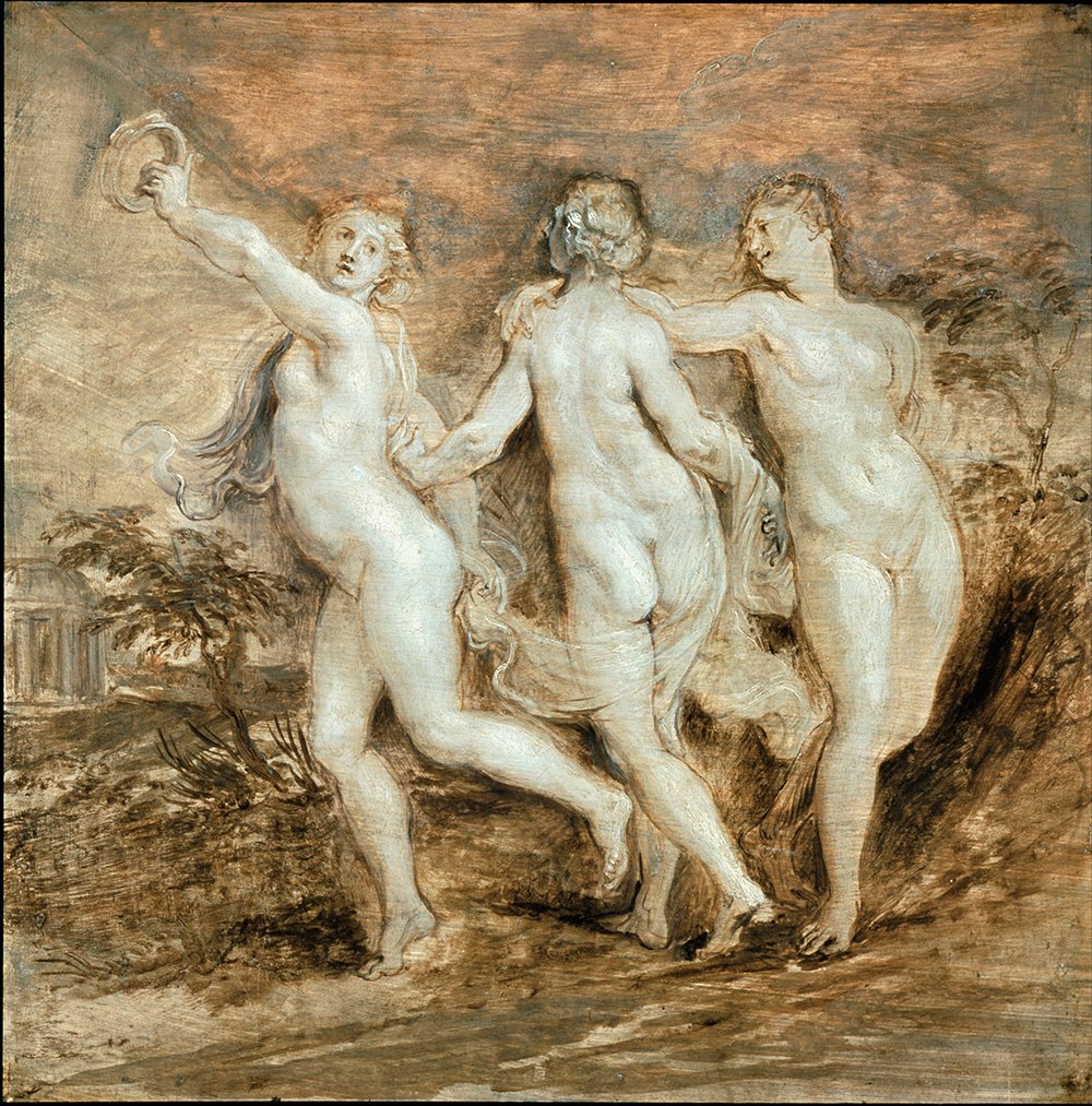 The Three Graces Rubens affiche géante satinée déco murale séjour