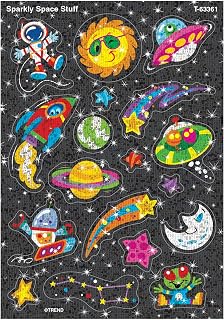 Trend Sparkly Space Stuff Sparkle Stickers, Classroom Incentives, 36 Count