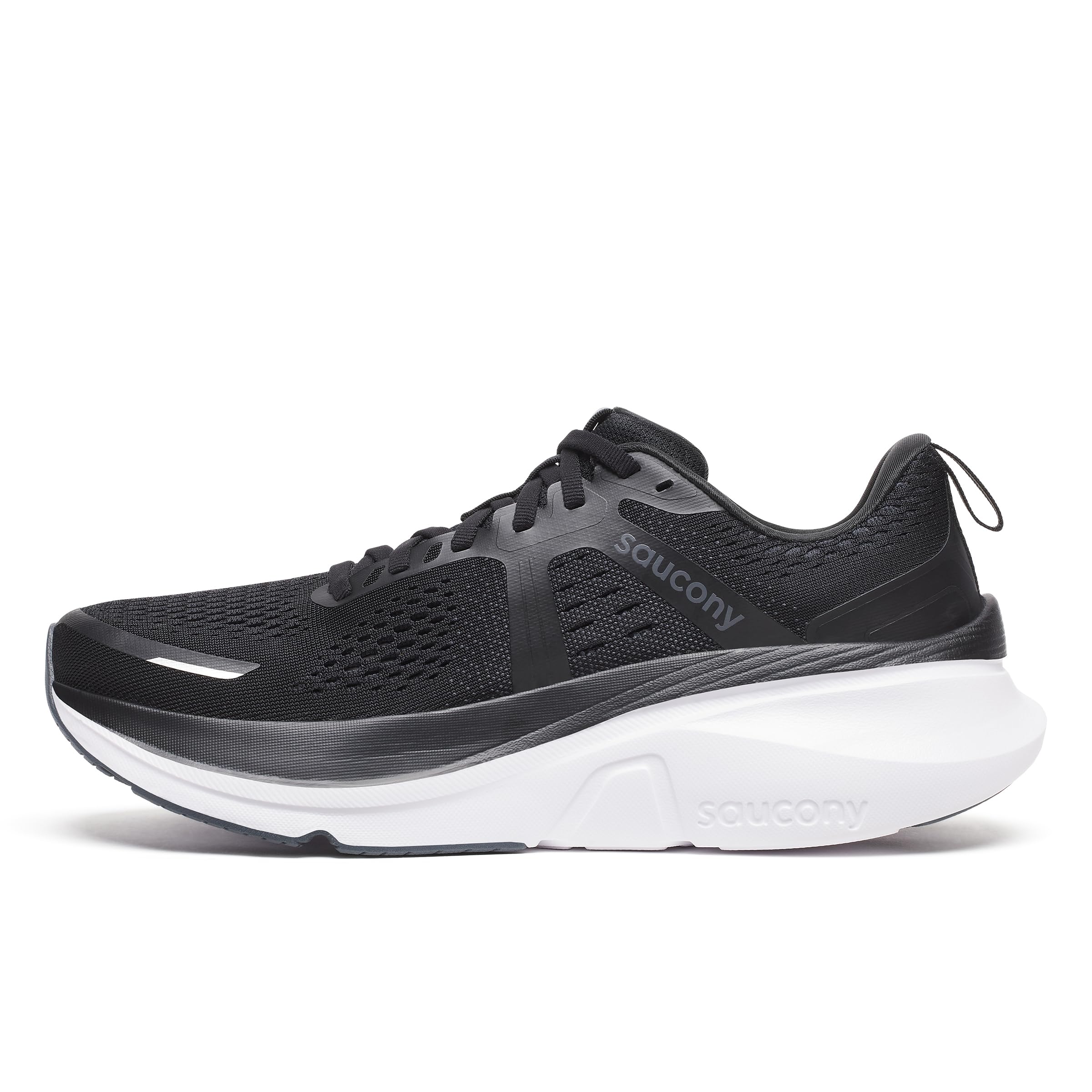 Saucony Men's Guide 18 Sneaker, Black/White, 12