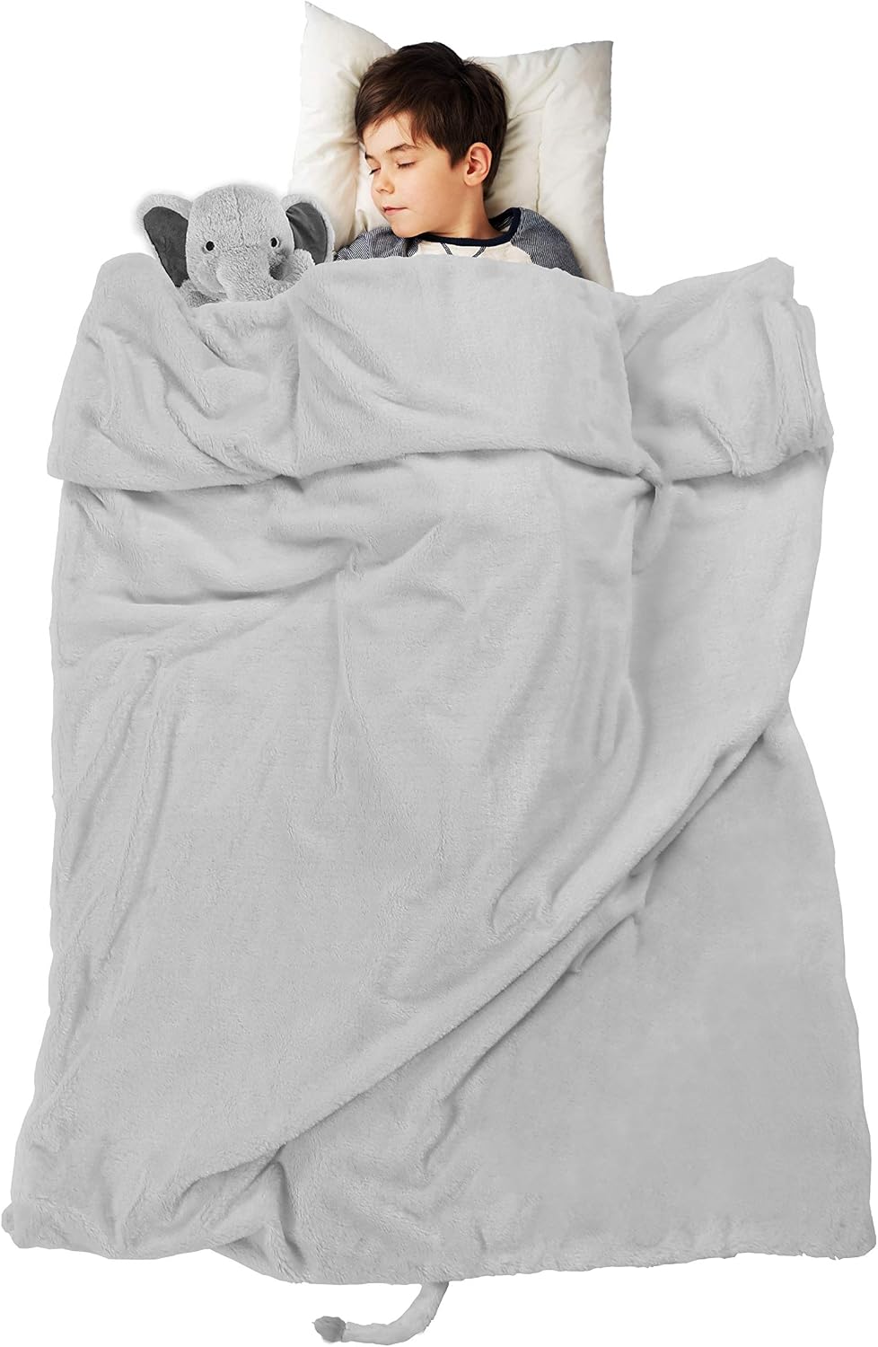 Joyching Kid Blanket Super Soft Fleece Throw Blanket 36" x 48" Weighted Blanket Duvet Cover Toddler Cute Stuffed Plush Animal Doll Toy Nap Blanket Set for Child Room Decor (Grey Elephant)